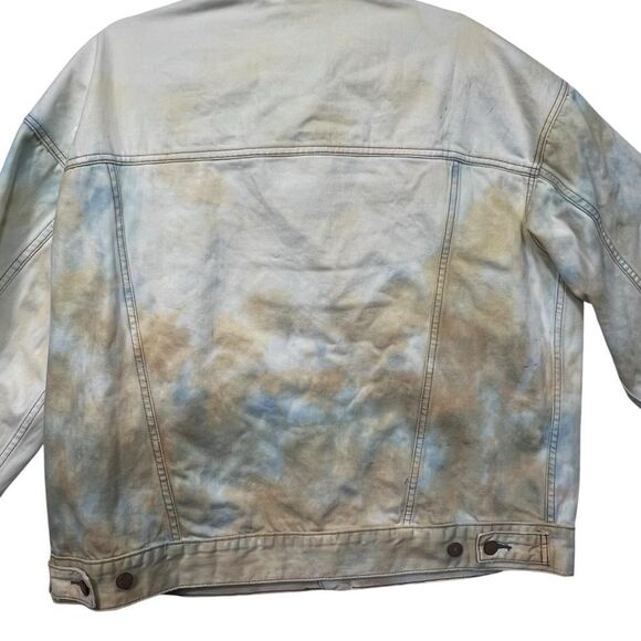 Free People M/L White Multi Colored Tie Dye Denim Oversized Jacket - Picture 11 of 13